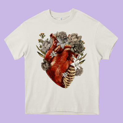 Heavy Core Tee Flower anatomical heart