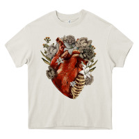 Cream Flower anatomical heart Heavy Core Tee - RanaPortraitStore