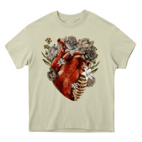 Mossy Flower anatomical heart Heavy Core Tee - RanaPortraitStore