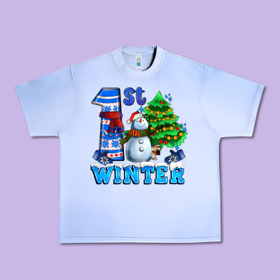 First Winter With Snowman Urban Heavy Tee Designed By Adodesignshop