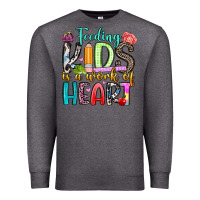 Charcoal Heather feeding kids is a work of heart Premium Sweatshirt - Artiststas