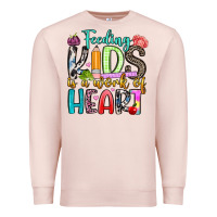 Pale Pink feeding kids is a work of heart Premium Sweatshirt - Artiststas