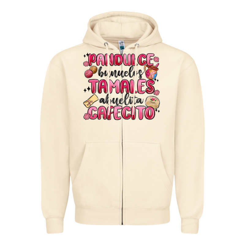 Pandulce Bunuelos Tamales Abuelita Cafecito Zipper Hoodie by MaliasSmallBusiness | Teevron