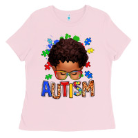 Bubblegum Pink autism afro kid Ladies Tee - texasbilliewilder