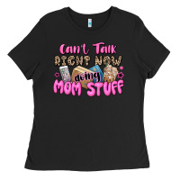 Black can't talk right now doing mom stuff Ladies Tee - JahusDesignShop