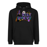 Black Stay Spooky With Black Cat Heavyweight Hoodie - LillyAllenDesigns