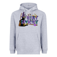 Heather Grey Stay Spooky With Black Cat Heavyweight Hoodie - LillyAllenDesigns