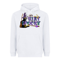 White Stay Spooky With Black Cat Heavyweight Hoodie - LillyAllenDesigns