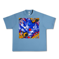 Pebble Blue 4th of july school bus seamless pattern Urban Heavy Tee - BundleAndBundleShop