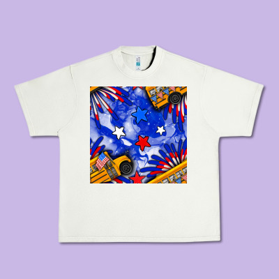 4th Of July School Bus Seamless Pattern Urban Heavy Tee Designed By Bundleandbundleshop