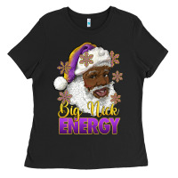 Big Nick Energy Purple And Gold Afro Santa Ladies Tee | Teevron