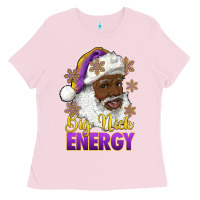 Bubblegum Pink big nick energy purple and gold afro santa Ladies Tee - RanaPortraitStore