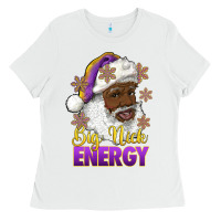White big nick energy purple and gold afro santa Ladies Tee - RanaPortraitStore