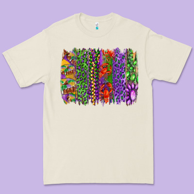 Mardi Gras Brush Strokes King Cake And Craw Fish Premium Tee Designed By Ranaportraitstore