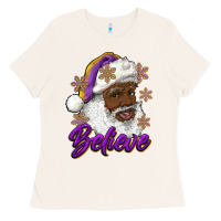 Bone believe purple and gold african american santa Ladies Tee - RanaPortraitStore