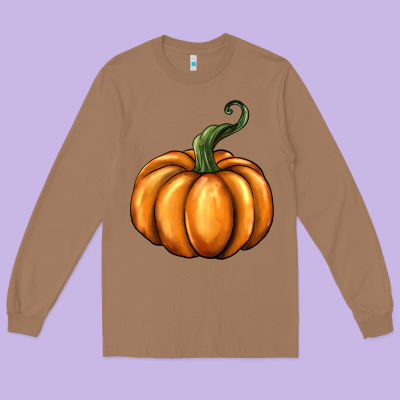 Pumpkin Long Sleeve Tee Designed By Barkaloodesign