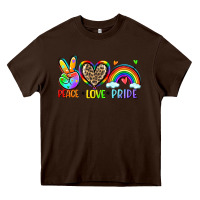 Chocolate Brown peace love pride Heavy Core Tee - Zillion Design Studio