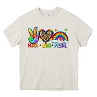 Cream peace love pride Heavy Core Tee - Zillion Design Studio
