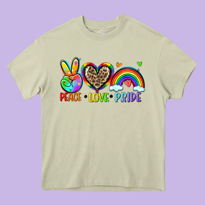 Peace Love Pride Heavy Core Tee Designed By Zillion Design Studio