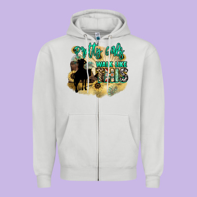 Pretty Girls Walk Like This Zipper Hoodie Designed By Nancycooperartshop