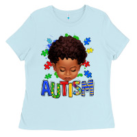 Baby Blue autism afro kid full face Ladies Tee - texasbilliewilder