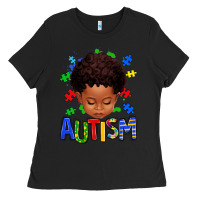 Black autism afro kid full face Ladies Tee - texasbilliewilder