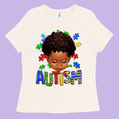 Autism Afro Kid Full Face Ladies Tee Designed By Texasbilliewilder