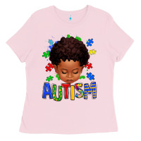 Bubblegum Pink autism afro kid full face Ladies Tee - texasbilliewilder