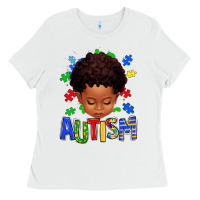 White autism afro kid full face Ladies Tee - texasbilliewilder