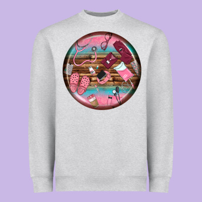 Nurse Round Earrings Heavyweight Sweatshirt Designed By Bundleandbundleshop