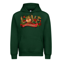 Forest Green love christmas reindeer Urban Hoodie - CowGirlArtShop