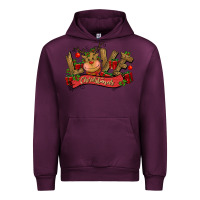 Mauve Wine love christmas reindeer Urban Hoodie - CowGirlArtShop