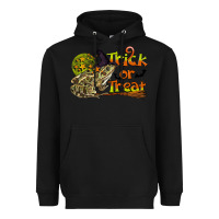 Black Trick Or Treat With Frog Heavyweight Hoodie - LillyAllenDesigns