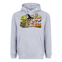 Heather Grey Trick Or Treat With Frog Heavyweight Hoodie - LillyAllenDesigns