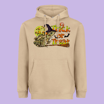 Trick Or Treat With Frog Heavyweight Hoodie Designed By Lillyallendesigns