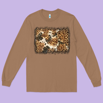 Distressed Leopard Cowhide Background Long Sleeve Tee Designed By Jasminsmagicworld