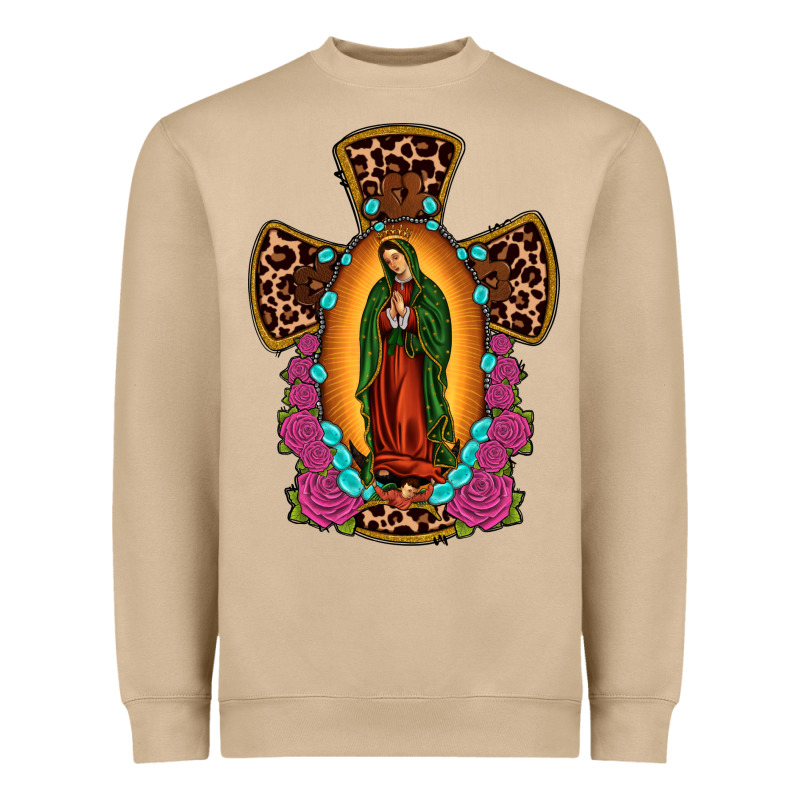 Our Lady Of Guadalupe Cross Heavyweight Sweatshirt by JahusDesignShop | Teevron