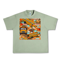Oil Green fall school bus seamless pattern Urban Heavy Tee - BundleAndBundleShop