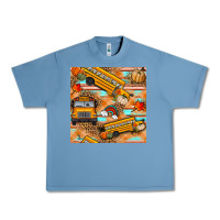 Pebble Blue fall school bus seamless pattern Urban Heavy Tee - BundleAndBundleShop