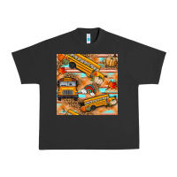 Pigment Black fall school bus seamless pattern Urban Heavy Tee - BundleAndBundleShop