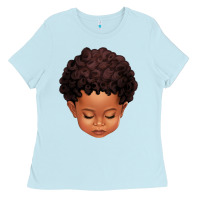 Baby Blue cute afro boy Ladies Tee - texasbilliewilder