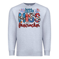 Heather Grey little miss firecracker 4th of july Premium Sweatshirt - Artiststas