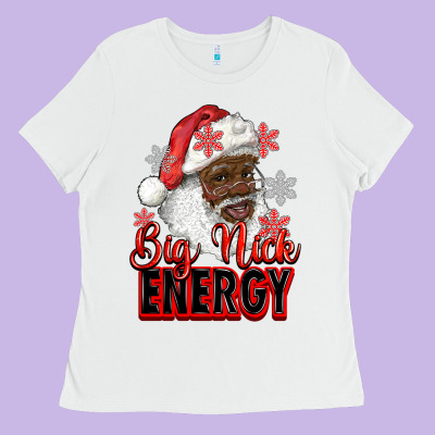 Ladies Tee big nick energy afro santa