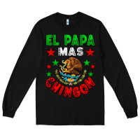 Black El Papa Mas Chingon Mexican Long Sleeve Tee - LillyAllenDesigns
