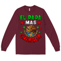 Burgundy El Papa Mas Chingon Mexican Long Sleeve Tee - LillyAllenDesigns