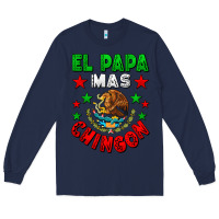 Navy El Papa Mas Chingon Mexican Long Sleeve Tee - LillyAllenDesigns