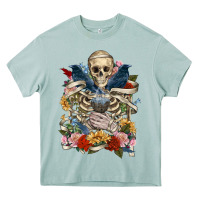 Arona Flower Boho Skull Skeleton Heavy Core Tee - RanaPortraitStore