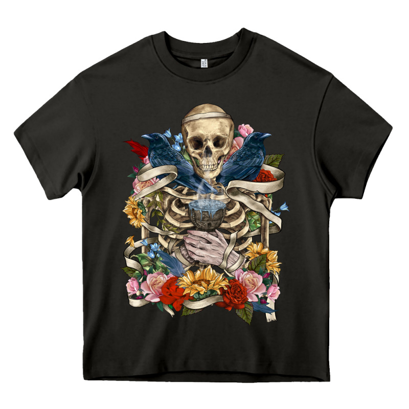 Flower Boho Skull Skeleton Heavy Core Tee by RanaPortraitStore | Teevron