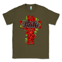 Army Green faith floral cross Classic Tee - NancyCooperArtShop