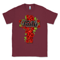Burgundy faith floral cross Classic Tee - NancyCooperArtShop